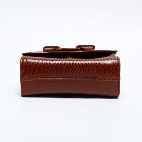 Salvatore Ferragamo Vara Embossed Leather Chain Mini Shoulder Bag Brown WS22172
