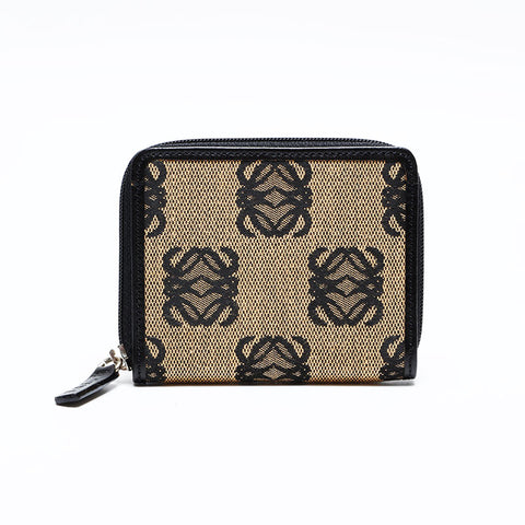 LOEWE Jacquard Canvas Anagram Card Case Compact Wallet Coin case Brown WS22173