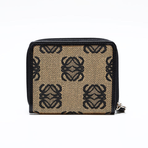 LOEWE Jacquard Canvas Anagram Card Case Compact Wallet Coin case Brown WS22173