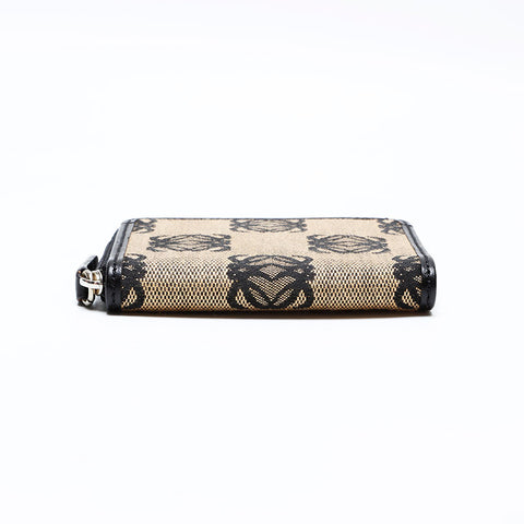 LOEWE Jacquard Canvas Anagram Card Case Compact Wallet Coin case Brown WS22173