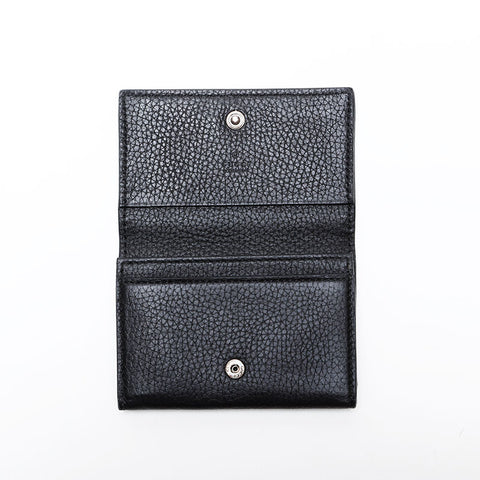 GUCCI Leather logo business card holder Card Case black WS22174