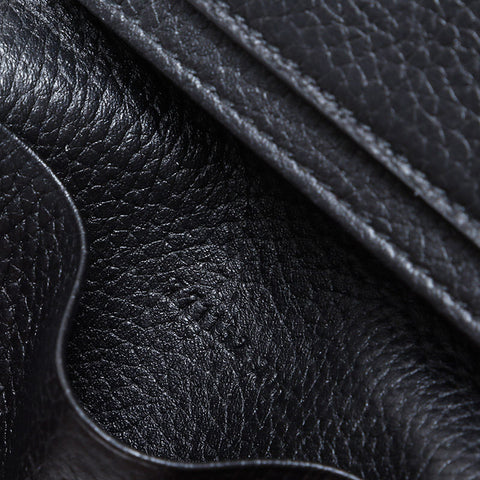 GUCCI Leather logo business card holder Card Case black WS22174