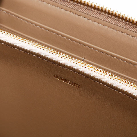 バーバリー BURBERRY チェック キャンバス × レザー 長財布 ベージュ WS22177