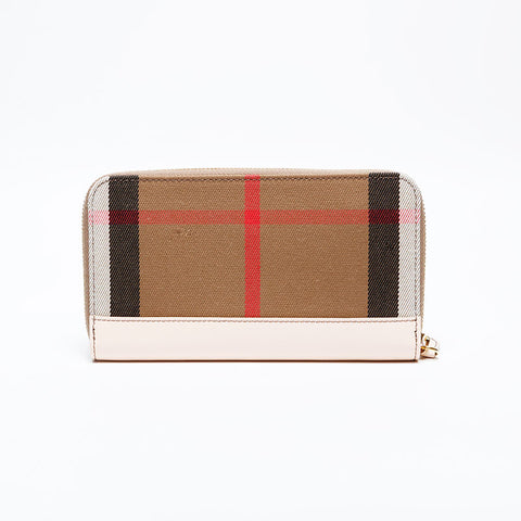 バーバリー BURBERRY チェック キャンバス × レザー 長財布 ベージュ WS22177