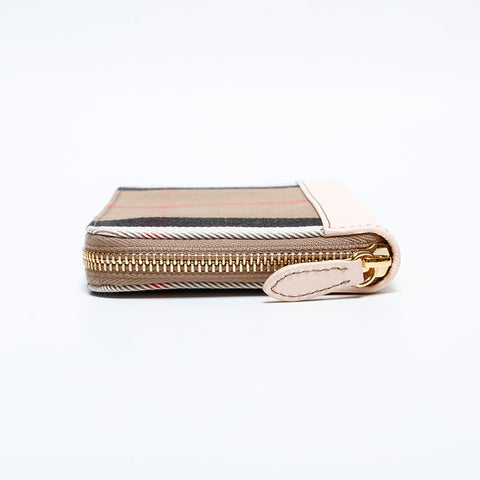 バーバリー BURBERRY チェック キャンバス × レザー 長財布 ベージュ WS22177