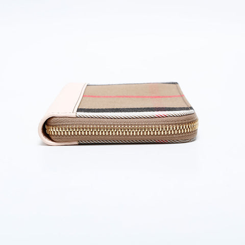 バーバリー BURBERRY チェック キャンバス × レザー 長財布 ベージュ WS22177