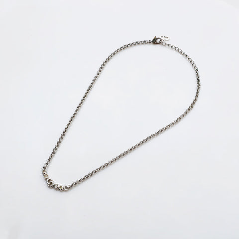 クリスチャンディオール Christian Dior CDロゴ ラインストーン ネックレス シルバー WS22178