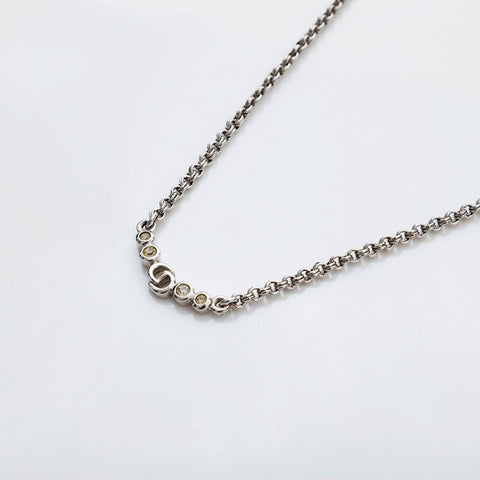 クリスチャンディオール Christian Dior CDロゴ ラインストーン ネックレス シルバー WS22178