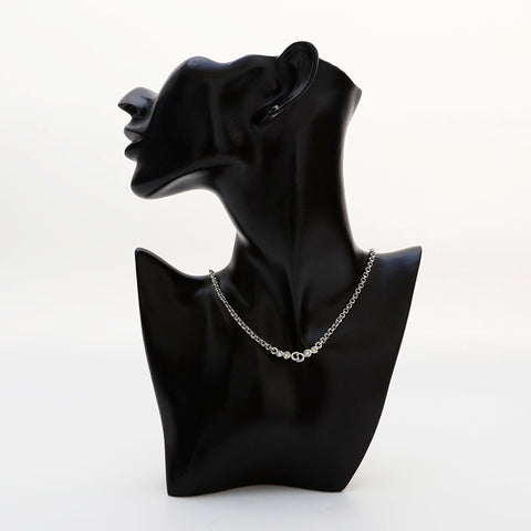 クリスチャンディオール Christian Dior CDロゴ ラインストーン ネックレス シルバー WS22178