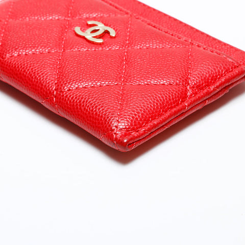 CHANEL No. 28 Matelasse COCO Mark Caviar 2019 Card Case Red WS22181