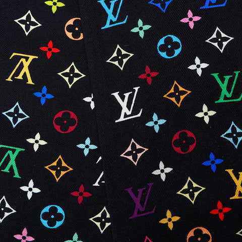 極美品 ルイ・ヴィトン LOUIS VUITTON シルク マルチカラー モノグラム タイ リボン バンドー スカーフ ブラック WS22192