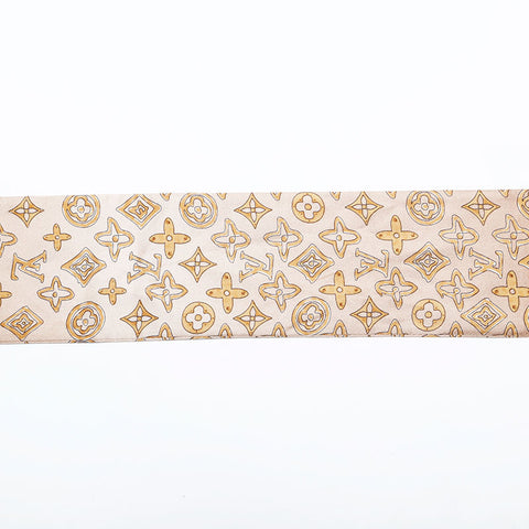 極美品 ルイ・ヴィトン LOUIS VUITTON シルク モノグラム タイ リボン バンドー スカーフ ブラウン WS22193