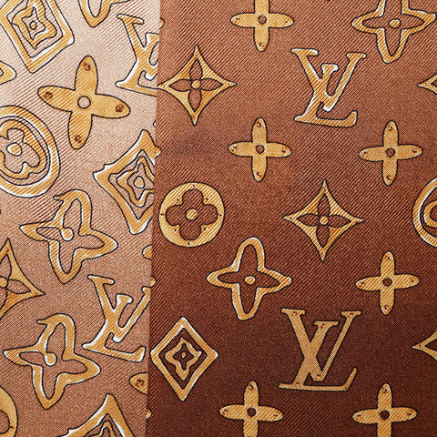 極美品 ルイ・ヴィトン LOUIS VUITTON シルク モノグラム タイ リボン バンドー スカーフ ブラウン WS22193