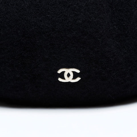 CHANEL COCO Mark 98P Wool 1998 beret black WS22194