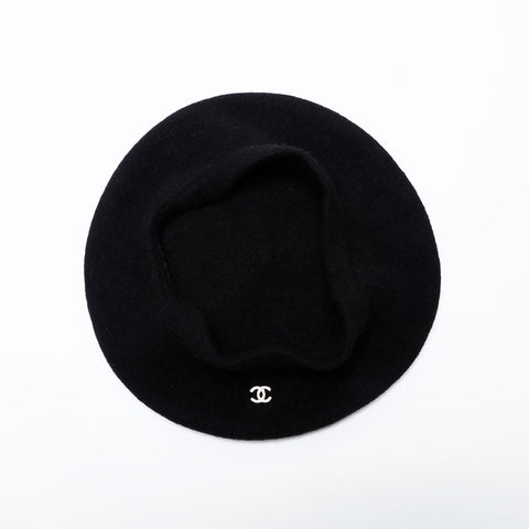 CHANEL COCO Mark 98P Wool 1998 beret black WS22194