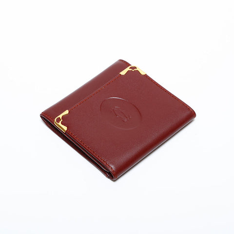 CARTIER Leather Mustodo Coin case Red WS22202