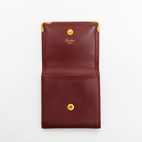CARTIER Leather Mustodo Coin case Red WS22202
