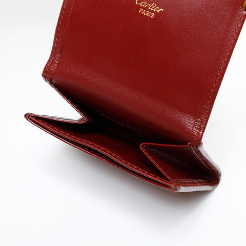 CARTIER Leather Mustodo Coin case Red WS22202