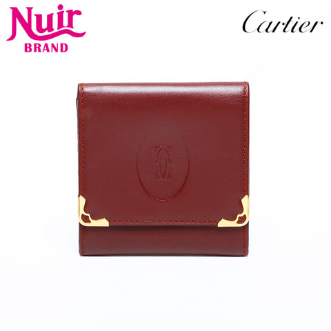 CARTIER Leather Mustodo Coin case Red WS22202