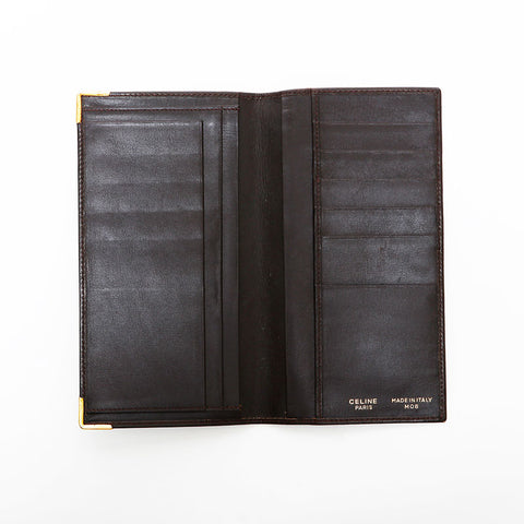 CELINE Leather Bifold Wallet with Logo Purse black WS22205