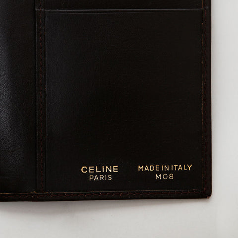 CELINE Leather Bifold Wallet with Logo Purse black WS22205