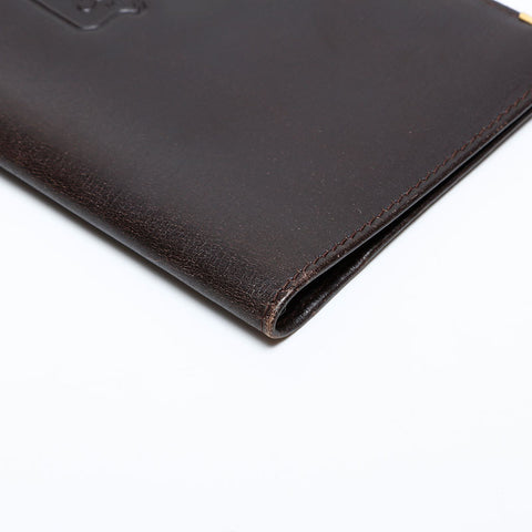 CELINE Leather Bifold Wallet with Logo Purse black WS22205