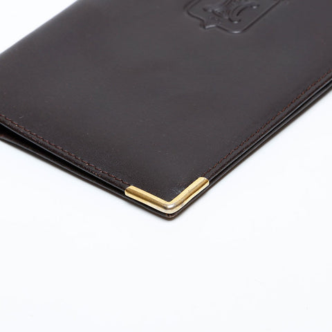 CELINE Leather Bifold Wallet with Logo Purse black WS22205