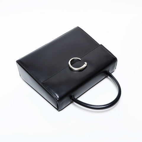 極美品 カルティエ CARTIER レザー パンテール ハンドバッグ ブラック WS22211