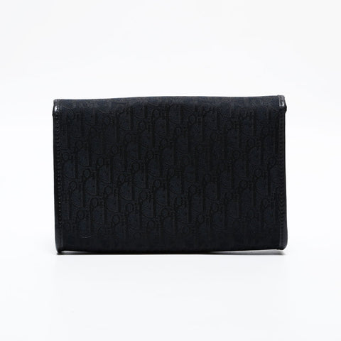 極美品 クリスチャンディオール Christian Dior トロッター キャンバス チェーン ショルダーバッグ ブラック WS22212