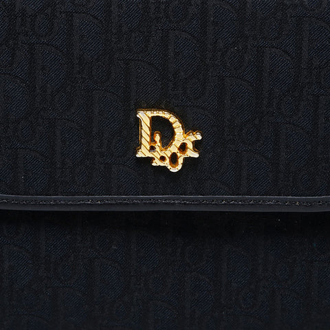 極美品 クリスチャンディオール Christian Dior トロッター キャンバス チェーン ショルダーバッグ ブラック WS22212