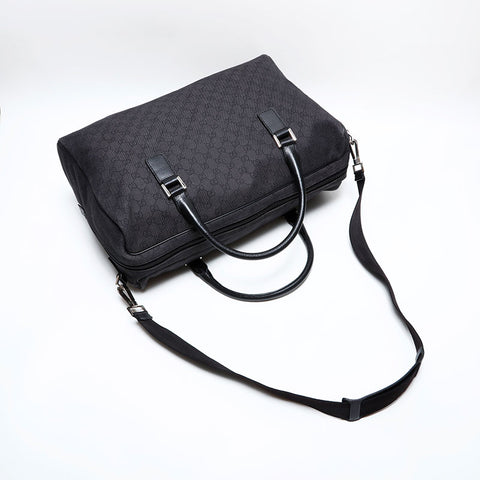 極美品 グッチ GUCCI GGキャンバス 2way ボストンバッグ ブラック WS22215