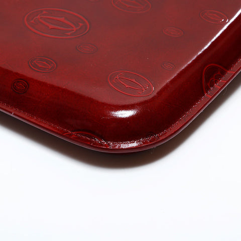 極美品 カルティエ CARTIER ハッピー バースデー パテント レザー ハンドバッグ レッド WS22219
