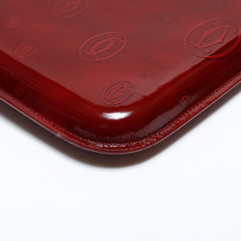 極美品 カルティエ CARTIER ハッピー バースデー パテント レザー ハンドバッグ レッド WS22219