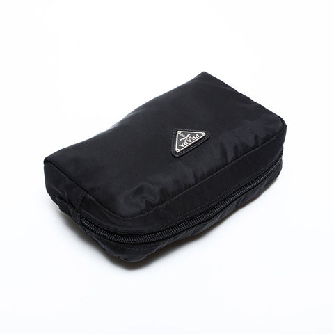 極美品 プラダ PRADA ナイロン トライアングル ロゴ ポーチ ブラック WS22220