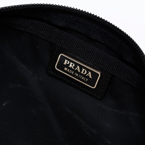 極美品 プラダ PRADA ナイロン トライアングル ロゴ ポーチ ブラック WS22220