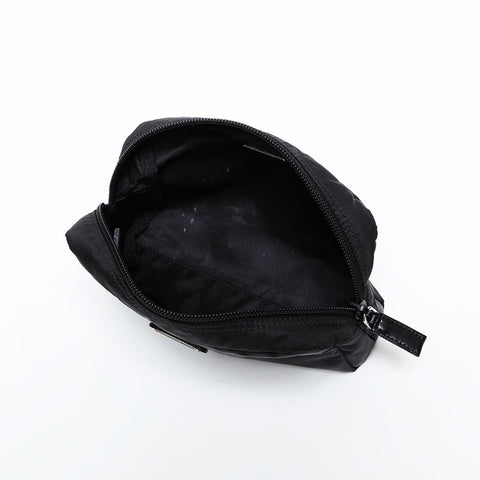 極美品 プラダ PRADA ナイロン トライアングル ロゴ ポーチ ブラック WS22220
