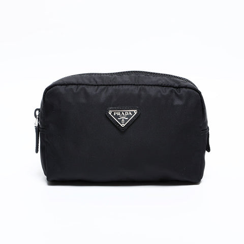 極美品 プラダ PRADA ナイロン トライアングル ロゴ ポーチ ブラック WS22220
