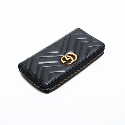 グッチ GUCCI GGマーモント レザー マトラッセ 長財布 ブラック WS22223