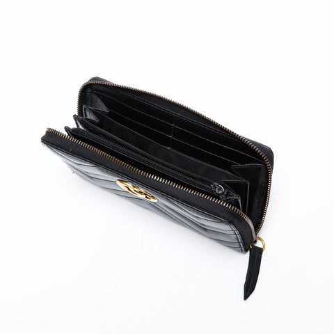 グッチ GUCCI GGマーモント レザー マトラッセ 長財布 ブラック WS22223