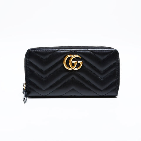 グッチ GUCCI GGマーモント レザー マトラッセ 長財布 ブラック WS22223