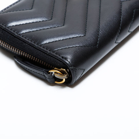 グッチ GUCCI GGマーモント レザー マトラッセ 長財布 ブラック WS22223