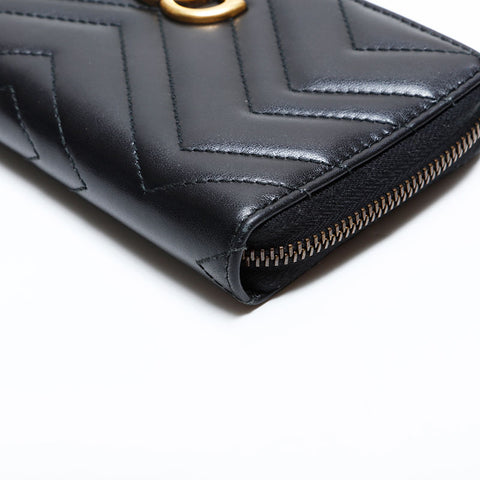 グッチ GUCCI GGマーモント レザー マトラッセ 長財布 ブラック WS22223