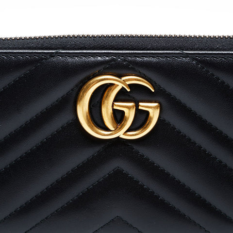 グッチ GUCCI GGマーモント レザー マトラッセ 長財布 ブラック WS22223