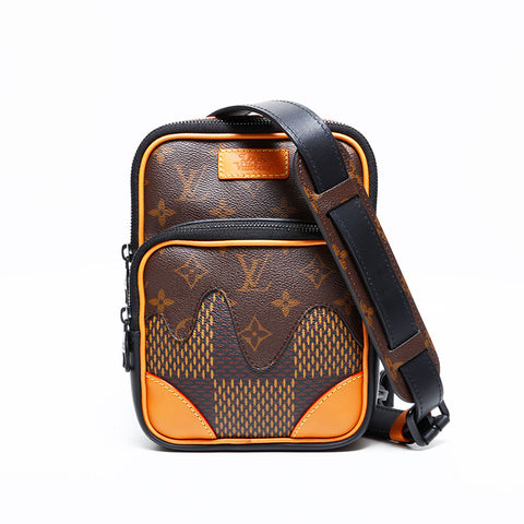 ルイ・ヴィトン LOUIS VUITTON NIGO コラボ ダミエジャイアント アマゾン スリング ショルダーバッグ ブラウン WS22228