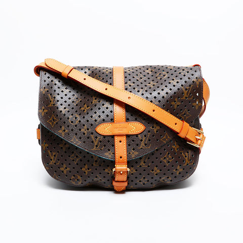 LOUIS VUITTON 2011 Monogram Monogram Floret Saumur Shoulder Bag Brown WS22230