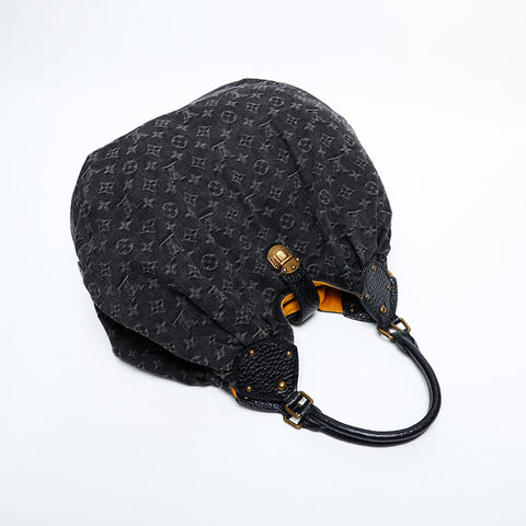 極美品 ルイ・ヴィトン LOUIS VUITTON 2007年製 モノグラムデニム XL ハンドバッグ ブラック WS22237