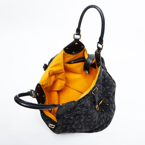 極美品 ルイ・ヴィトン LOUIS VUITTON 2007年製 モノグラムデニム XL ハンドバッグ ブラック WS22237
