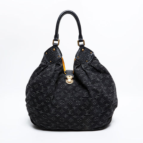 極美品 ルイ・ヴィトン LOUIS VUITTON 2007年製 モノグラムデニム XL ハンドバッグ ブラック WS22237