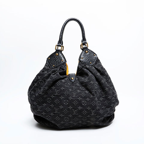 極美品 ルイ・ヴィトン LOUIS VUITTON 2007年製 モノグラムデニム XL ハンドバッグ ブラック WS22237