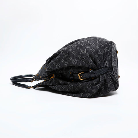 極美品 ルイ・ヴィトン LOUIS VUITTON 2007年製 モノグラムデニム XL ハンドバッグ ブラック WS22237